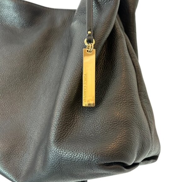 Vince Camuto Black pebbled Leather Taro Tassel Hobo Handbag Purse - Picture 9 of 13